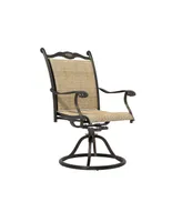 Mondawe 3-Piece Aluminum Outdoor Patio Bistro Set with Swivel Armchairs, Brown