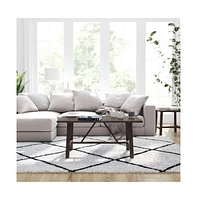 Mabel Farmhouse Trestle Coffee Table, Solid Wood Rustic Accent Table