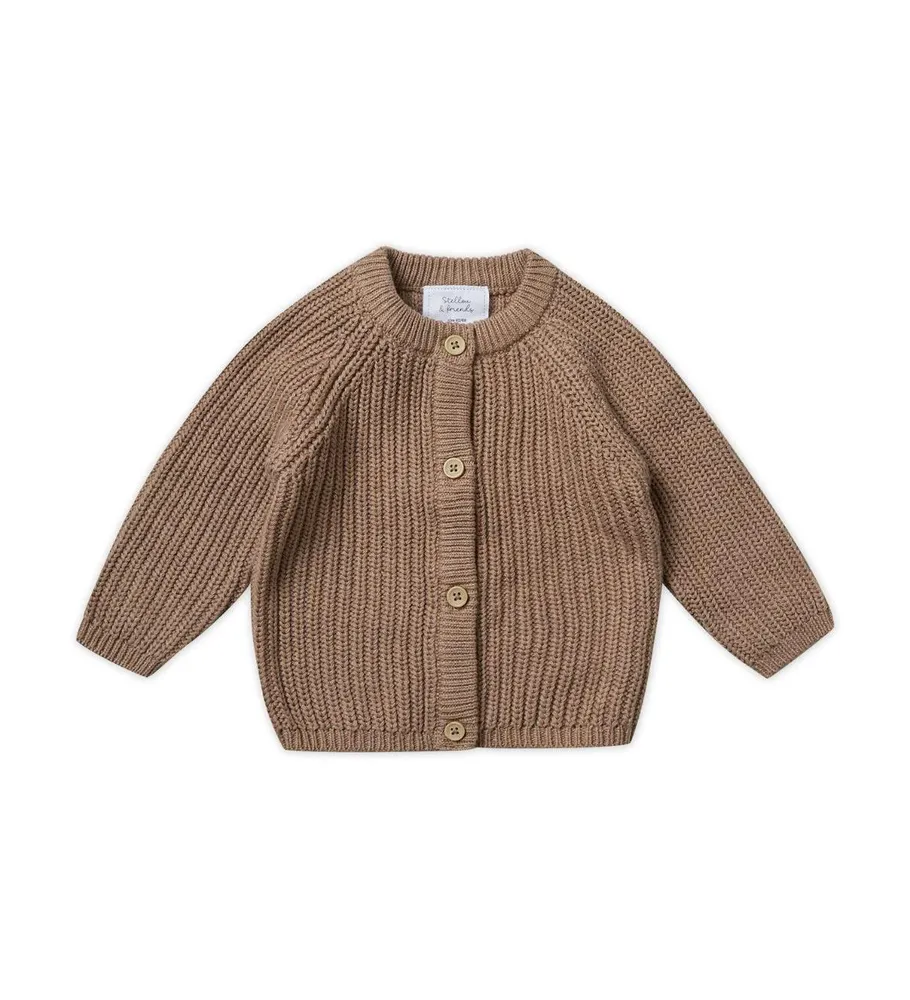 Stellou & Friends 100% Cotton Chunky Ribbed Knitted Cardigan Sweater for Toddler, Child Unisex