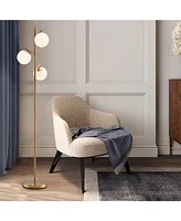 3-Globe Floor Lamp With Foot Switch And Bulb Bases - Golden