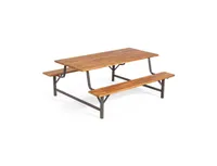 6-Person Outdoor Picnic Table and Bench Set with 2 Inch Umbrella Hole