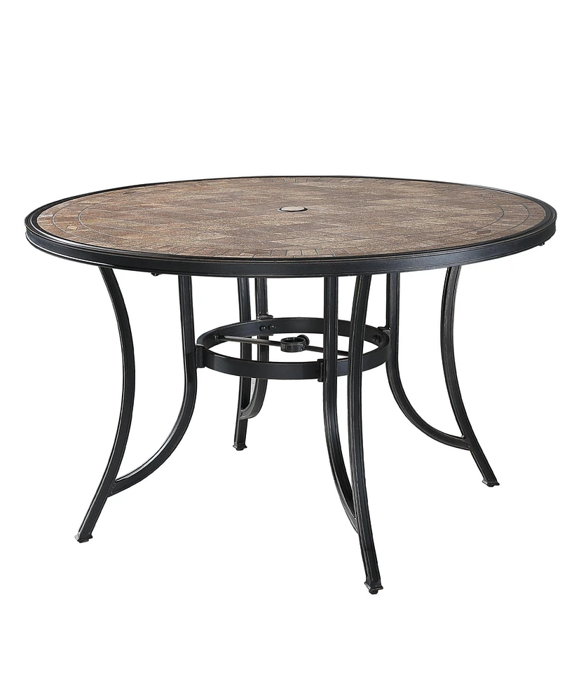 Mondawe 48" Round Aluminum Outdoor Patio Dining Table with Umbrella Hole