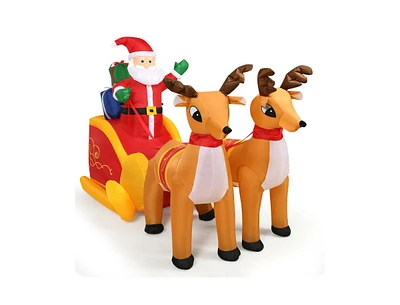 7.5 Feet Waterproof Outdoor Inflatable Santa with Double Deer and Sled