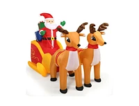 7.5 Feet Waterproof Outdoor Inflatable Santa with Double Deer and Sled