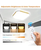 24W 18" Dimmable Led Ceiling Light Fixture Flush Mount Lamp with Remote Bedroom