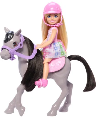 Barbie Chelsea Doll and Horse Toy Set, Includes Helmet Accessory, Doll Bends at Knees to "Ride" Pony