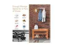 3 Tier Bamboo Bench Storage Shoe Rack For Entryway