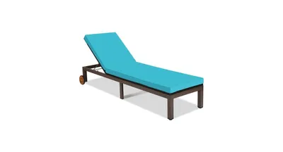 Patio Chaise Lounge Chair Outdoor Rattan Lounger Recliner