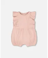 Baby Girl Organic Cotton Ribbed Romper Mellow Rose - Infant