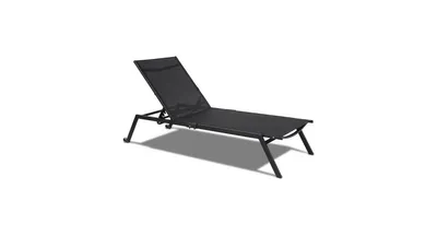 Outdoor Patio Height Adjustable Sling Armless Lounge Chaise