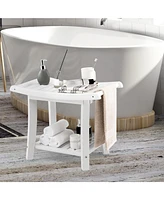 Waterproof Bath Stool with Curved Seat and Storage Shelf