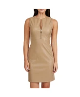 Ellen Tracy Women's Sleeveless Faux Leather Dress