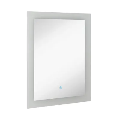 Contemporary Backlit Rectangular Mirror with Lighting Over Vanity Bathroom Light and Mirror | Hangs