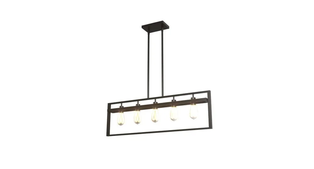 5-Lights Pendant Lamp with Iron Square Lamp Shade