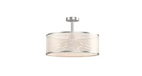 6-Light Semi Flush Mount Ceiling Light Pendant Lamp With Fabric Drum-Shaped Shade