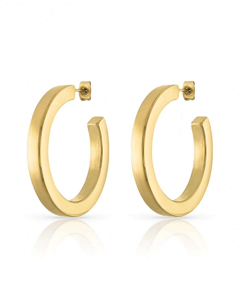 Ben Oni Polished Non-Tarnish Square Edge Hoop Earrings, 1.65"