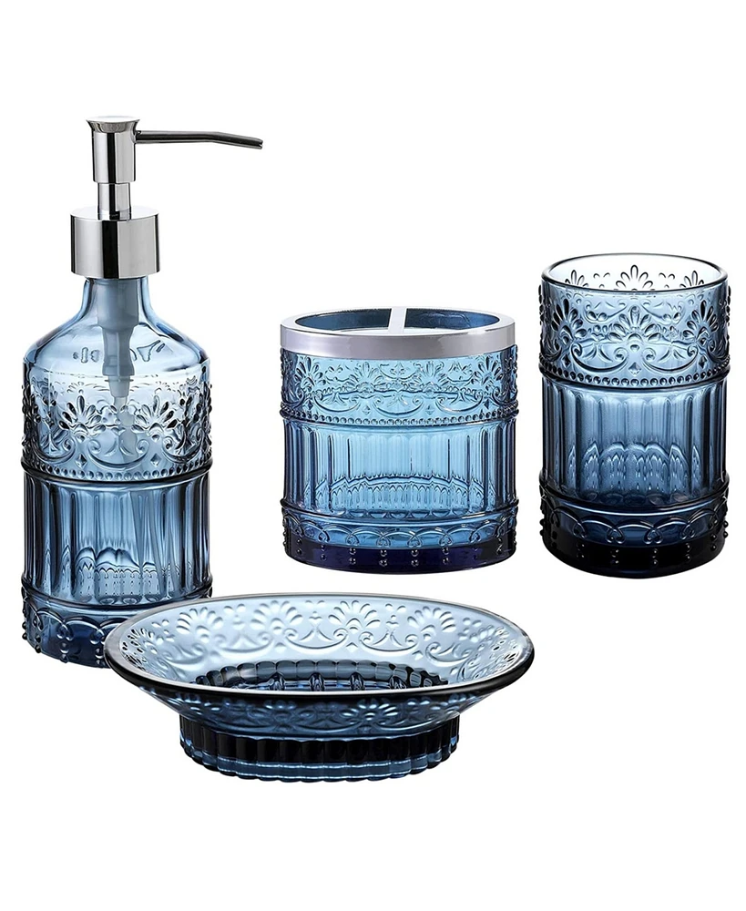 Bathroom Accessory Set with Soap Dispenser, Tray, Jar, Toothbrush Holder