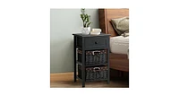 3 Layer 1 Drawer Nightstand End Table with 2 Baskets