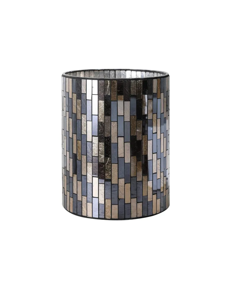 Whole Housewares Bathroom Wastebasket with Mosaic Glass Decoration