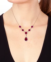 Effy Lab Grown Ruby (16-1/4 ct. t.w.) & Lab Grown Diamond (2-5/8 ct. t.w.) 18" Statement Necklace in 14k Rose Gold