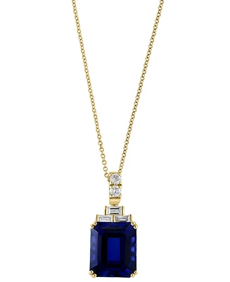 Effy Lab Grown Sapphire (10 ct. t.w.) & Lab Grown Diamond (1/2 ct. t.w.) 18" Pendant Necklace in 14k Gold