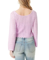 Jessica Simpson Women's Taytum Pointelle-Knit Bell-Sleeve Sweater