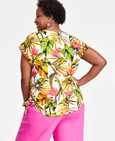 I.n.c. International Concepts Plus Size Cotton Side-Tie Top, Created for Macy's
