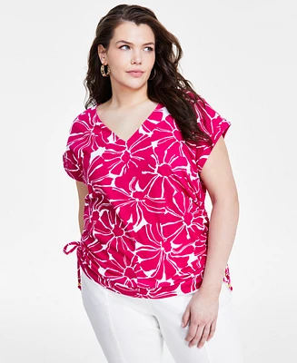 I.n.c. International Concepts Plus Cotton Side-Tie Top, Created for Macy's