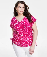 I.n.c. International Concepts Plus Cotton Side-Tie Top, Created for Macy's