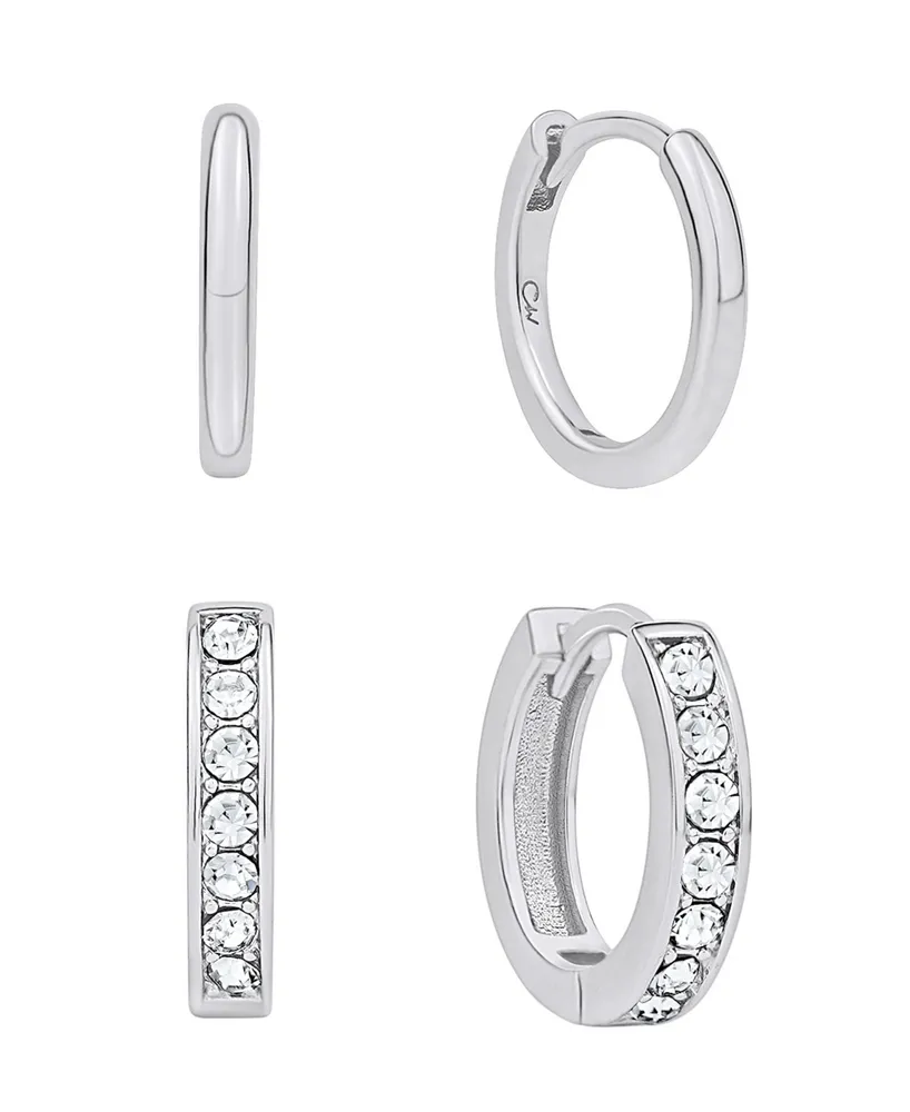 And Now This Crystal Duo Endless Hoop Earring Set