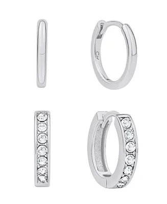 And Now This Crystal Duo Endless Hoop Earring Set