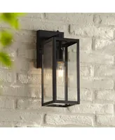 Titan Modern Industrial Dusk to Dawn Outdoor Wall Light Fixture Mystic Black 14" Clear Glass Damp Rated for Exterior House Porch Patio Outside Deck Ga