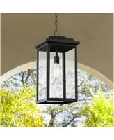 John Timberland Eastcrest Modern Industrial Outdoor Hanging Ceiling Light Fixture Textured Black 21 1/2" Clear Glass Exterior House Porch Patio Outsid