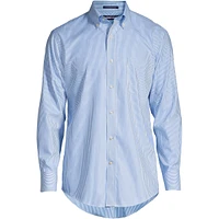 Lands' End Men's Pattern No Iron Supima Pinpoint Button Down Collar Dress Shirt