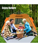 3-4 Person Easy Pop Up Beach Tent Upf 50+ Portable Sun Shelter-Orange