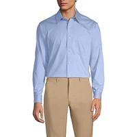 Lands' End Men's Solid No Iron Supima Pinpoint Straight Collar Dress Shirt