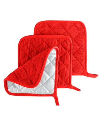 Lavish Home 69-09-bu Heat Resistant Quilted Cotton Pot Holders, Red - 3 Piece