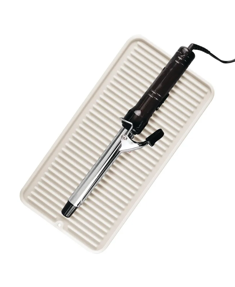 mDesign Small Silicone Heat-Resistant Hair Care Styling Tool Mat - Cream