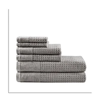 Home Outfitters 100% Cotton Waffle 6pcs Bath Towel Set , Absorbent, Bathroom Spa Towel, Modern/Contemporary