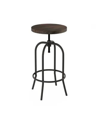 Lavish Home Swivel Bar Stool - Adjustable Backless Bar or Counter Height Kitchen Stool-Metal, Dark Walnut Stained Seat & Coffee Colored Legs