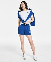 Nike Womens Sportswear Club Essentials T Shirt French Terry Graphic Crewneck Fleece Sweatshirt Shorts Waffle Debut Casual Sneakers