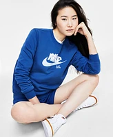 Nike Women's Sportswear Club French Terry Graphic Crewneck Fleece Sweatshirt