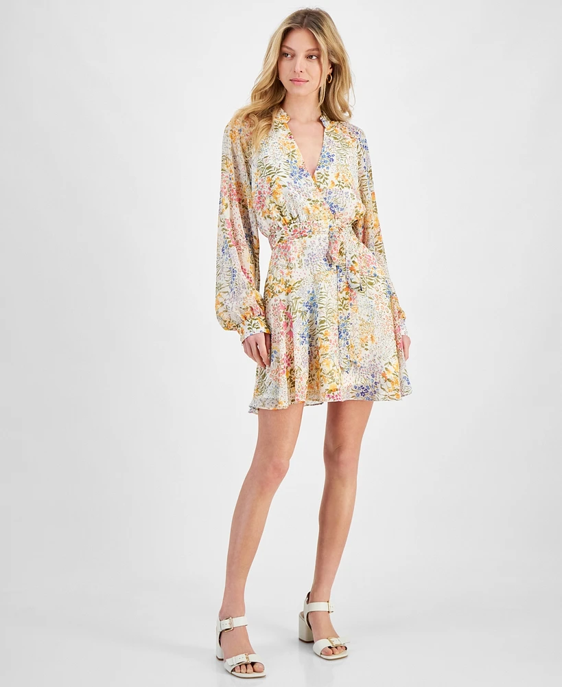 Lucy Paris Women's Zinna Floral-Print Faux-Wrap Dress