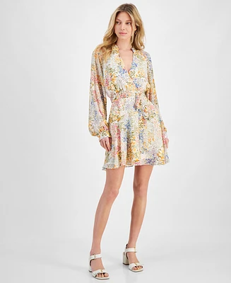 Lucy Paris Women's Zinna Floral-Print Faux-Wrap Dress