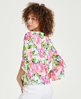 Kasper Women's Floral Print 3/4-Sleeve Top