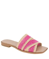 BCBGeneration Women's Lileen Slip-On Woven Raffia Flat Sandals