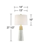 Julie Modern Table Lamps 27 1/2" Tall Set of 2 Faux Marble Gold Metal Tapered Column Fabric Drum Shade for Bedroom Living Room House Home Bedside Nigh