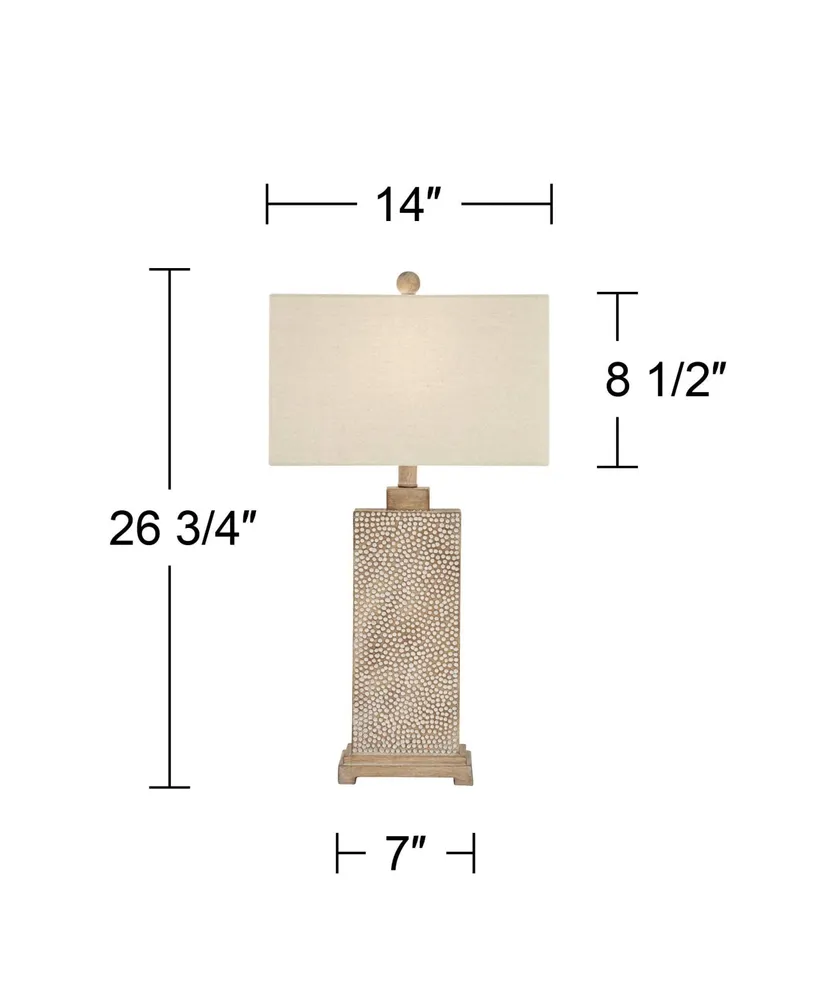Caldwell Rustic Farmhouse Table Lamps 26 3/4" Tall Set of 2 Earth Tone Faux Wood Hammered Oatmeal Fabric Rectangular Shade for Bedroom Living Room Hou