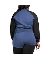 Women's Plus Curvy Fit Zip Up Contrast Blocked Sweatshirt Jacket