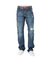 Men's Relaxed Straight Premium Jeans Vintage-like Whisker Ripped & Repaired